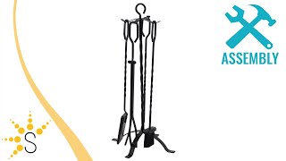 Sunnydaze 5-Piece Wrought Iron Fireplace Tool Set with Stand-GWC-456