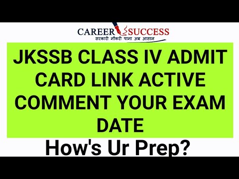 #Jkssb Class IV Admit Cards Link Active