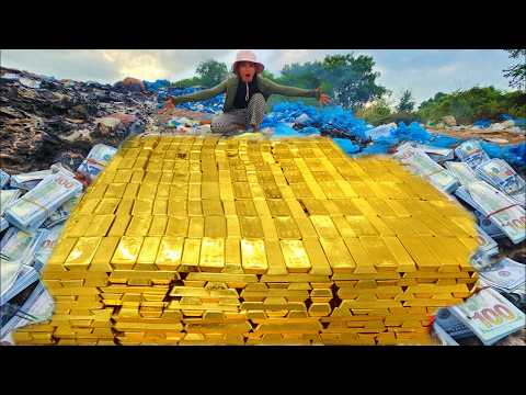 Wow wow OMG Too Many Gold Gold & money $$ in Black Back buried in garbage.