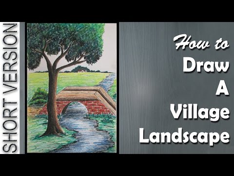 How to Draw a Village landscape with Oil Pastels SHORT VERSION