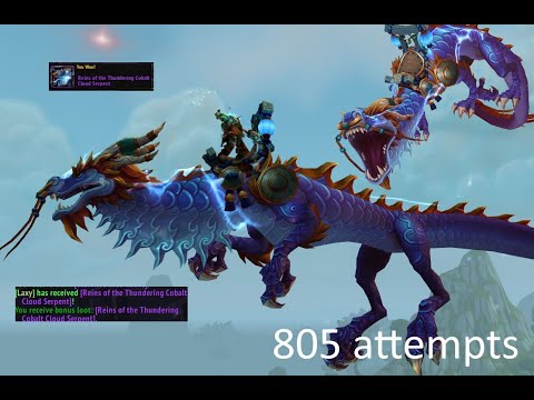 World of Warcraft Mount Drops: Thundering Cobalt Cloud Serpent Drop after 804 attempts