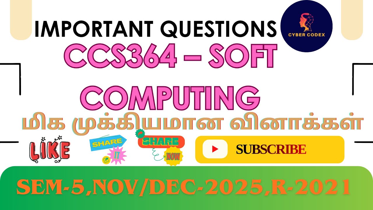 🧠 CCS364 – Soft Computing Important Questions |AU R-2021 | Unit-wise Expected Questions|Nov/Dec 2025