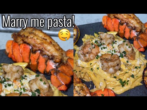 How to make SHRIMP RASTA PASTA & LOBSTER! Easy recipe tutorial Dinner idea Date night MARRY ME PASTA