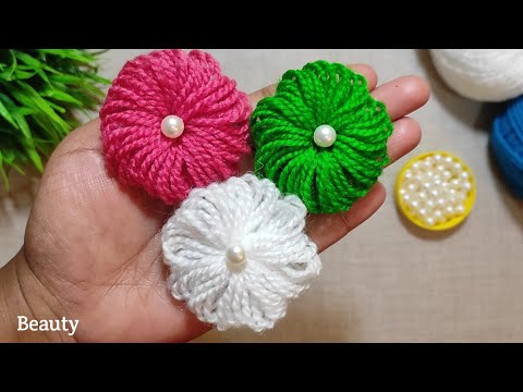 Easy woolen flower making with scale - Hand Embroidery | Diy flower | ऊन का फूल बनाये | Beauty |