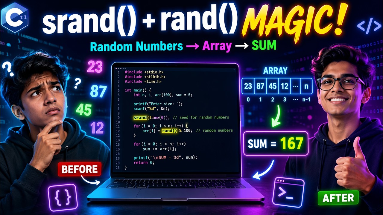 No More Manual Input! Generate Random Arrays & Find Sum in C | DSA Tutorial - ChiPi Technologies