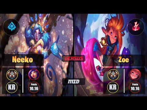 Challenger NEEKO [Glacial Augment] (Mid) VS  ZOE - Challenger KR Patch 10.16