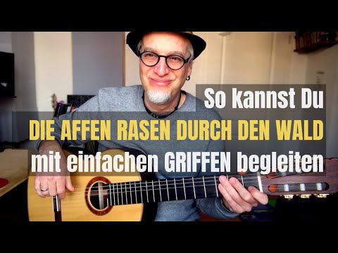 #36 Die Affen rasen durch den Wald | C, G & F-Griff | Gitarre lernen mit Kinderlieder