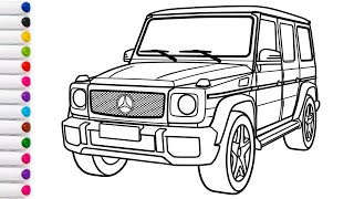 Learn to Draw and Color Black G-Wagon Step by Step for Kids | G-Wagon Car Drawing , Coloring #157