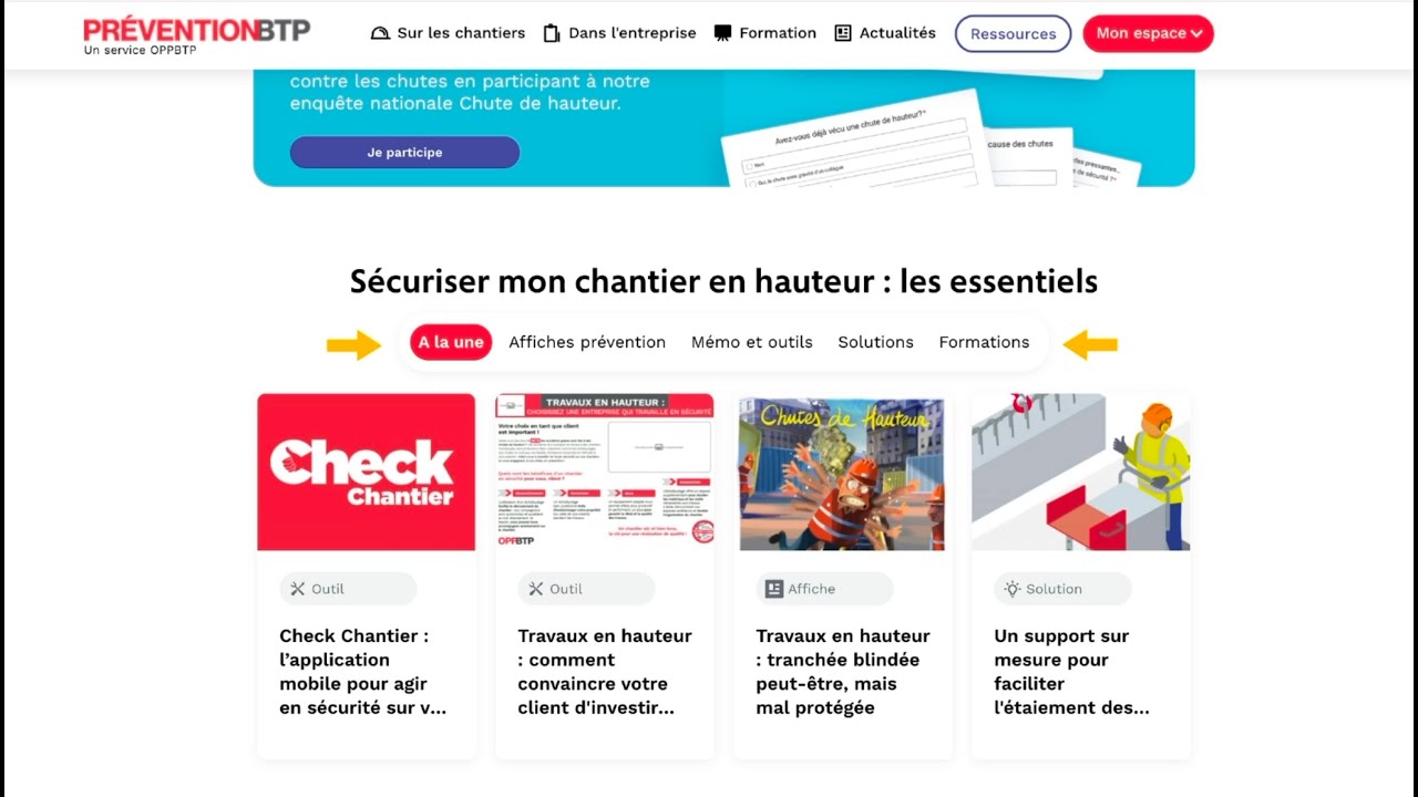 Chute de hauteur : les ressources de la campagne OPPBTP