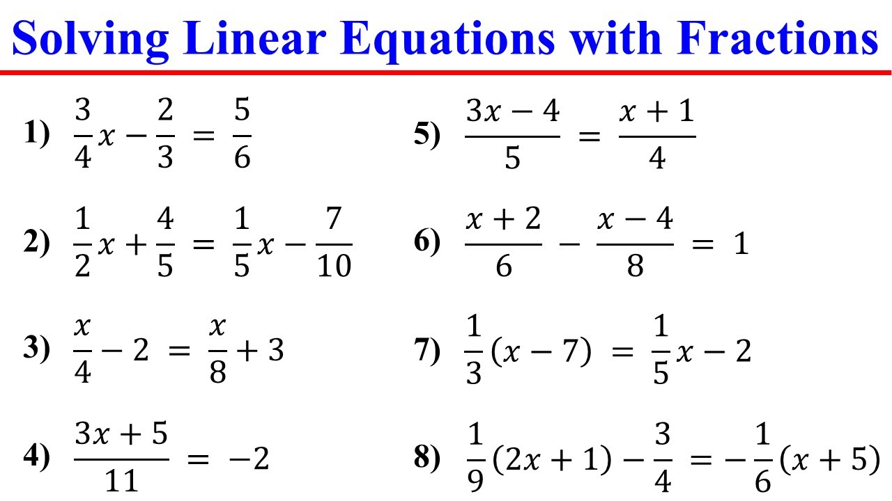 Solving Linear Equations with Fractions in Just Two Steps│Algebra