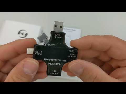 Yojock USB power meter $15 Amazon unboxing for USB-A and USB-C and micro USB