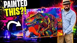 TREX Abstract Acrylic Painting, Glow & Neon Paint Art