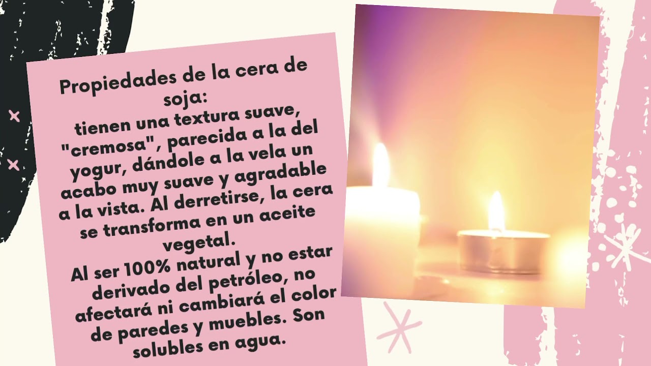 Velas de soja, materiales, propiedades y usos