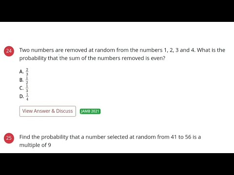 2021 JAMB Question 24 | Probability