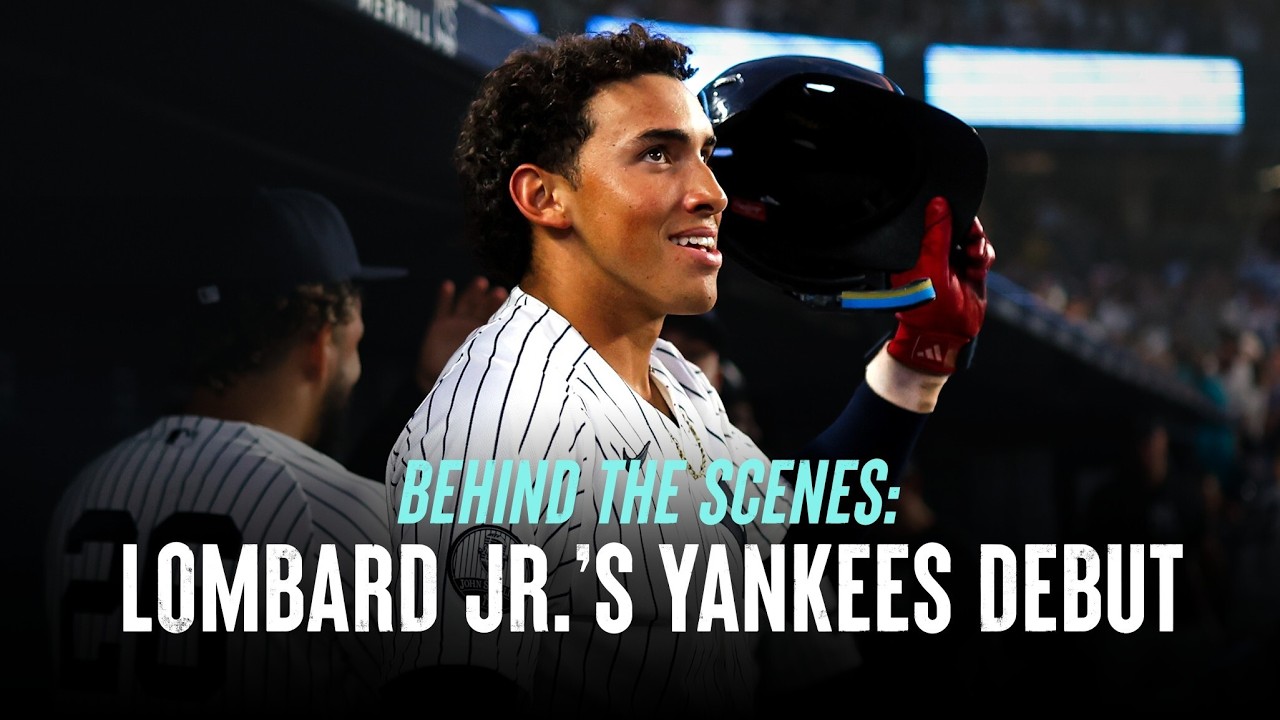 Behind the scenes video image from George Lombard Jr Yankees debut