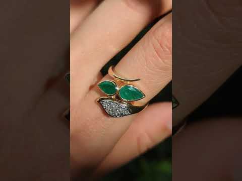 New Arrivals Showcase: Emerald & Diamond Bypass Ring in 9ct Yellow Gold