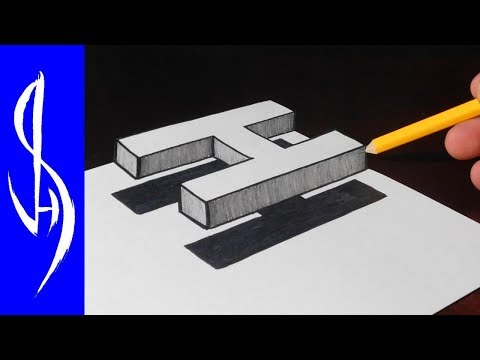 How to Draw 3D Floating Letter H - Trick Art on Paper