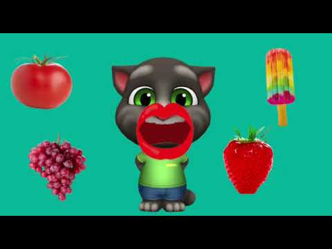 talking Tom, ice cream, tomato, grapes