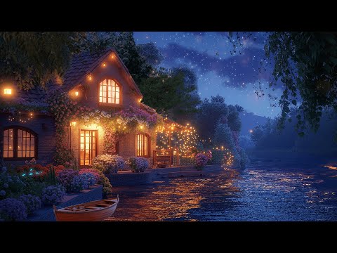 Cozy Lake House Garden in the Spring Night - Relaxation sounds for sleep, focus, study, relax