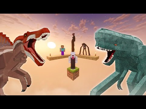 I Survived Dinosaur Horror Mods on One Block in Minecraft