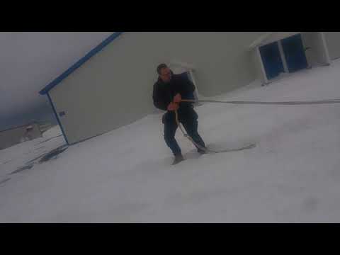 Jeep car got stuck in deep snow in Iceland