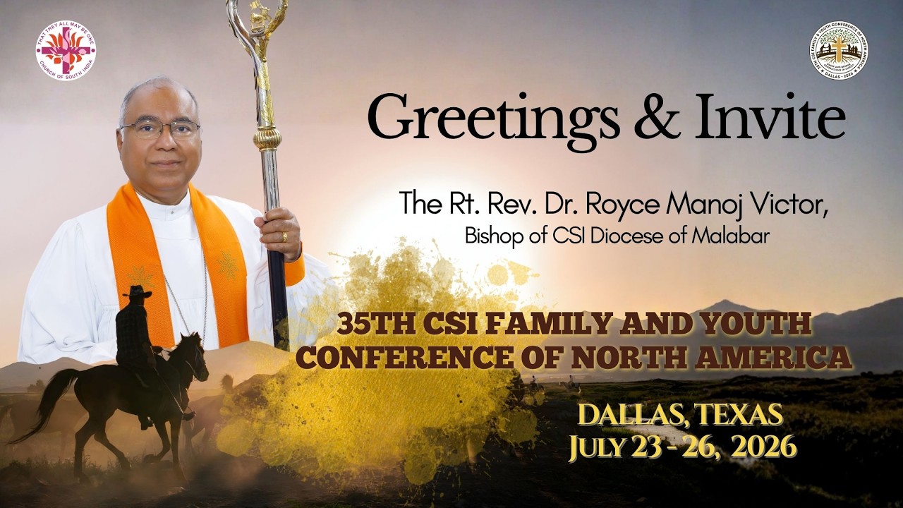 Rt. Rev. Dr. Royce Manoj Victor - Greetings & Invite
