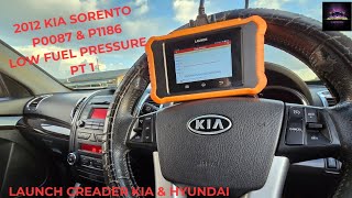 KIA SORENTO P0087 & P1186. LOW FUEL PRESSURE WITH LOSS OF POWER PT1. DRIVING IN LIMP MODE