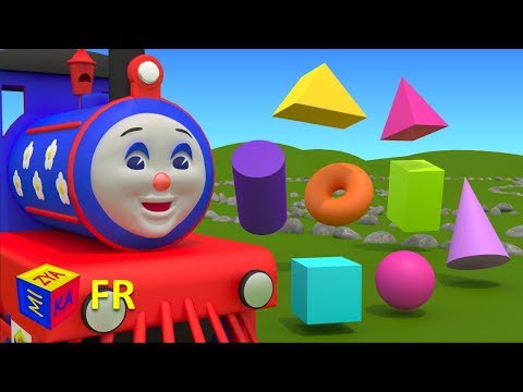Apprenez les solides géométriques en français avec le train Tchou-Tchou. Dessin animé pour enfants