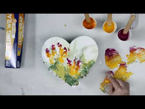 (737) Amazing NEW Dip Technique with Saran Wrap! Gorgeous Abstract Flowers with Acrylic Pour