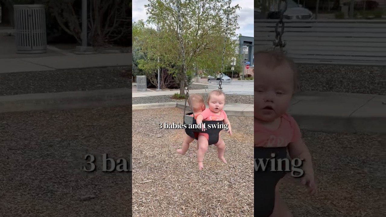 Not a problem! #triplets #babyswing #swingset #twins #6monthsold
