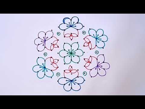 11*6 dots simple rangoli|Deepam rangoli|flowers rangoli|BY MY RANGOLI