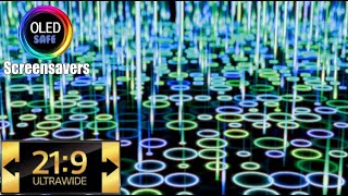21:9 Ultrawide Neon Rain Multicolor Screensaver - 10 Hours - 4K - OLED Safe
