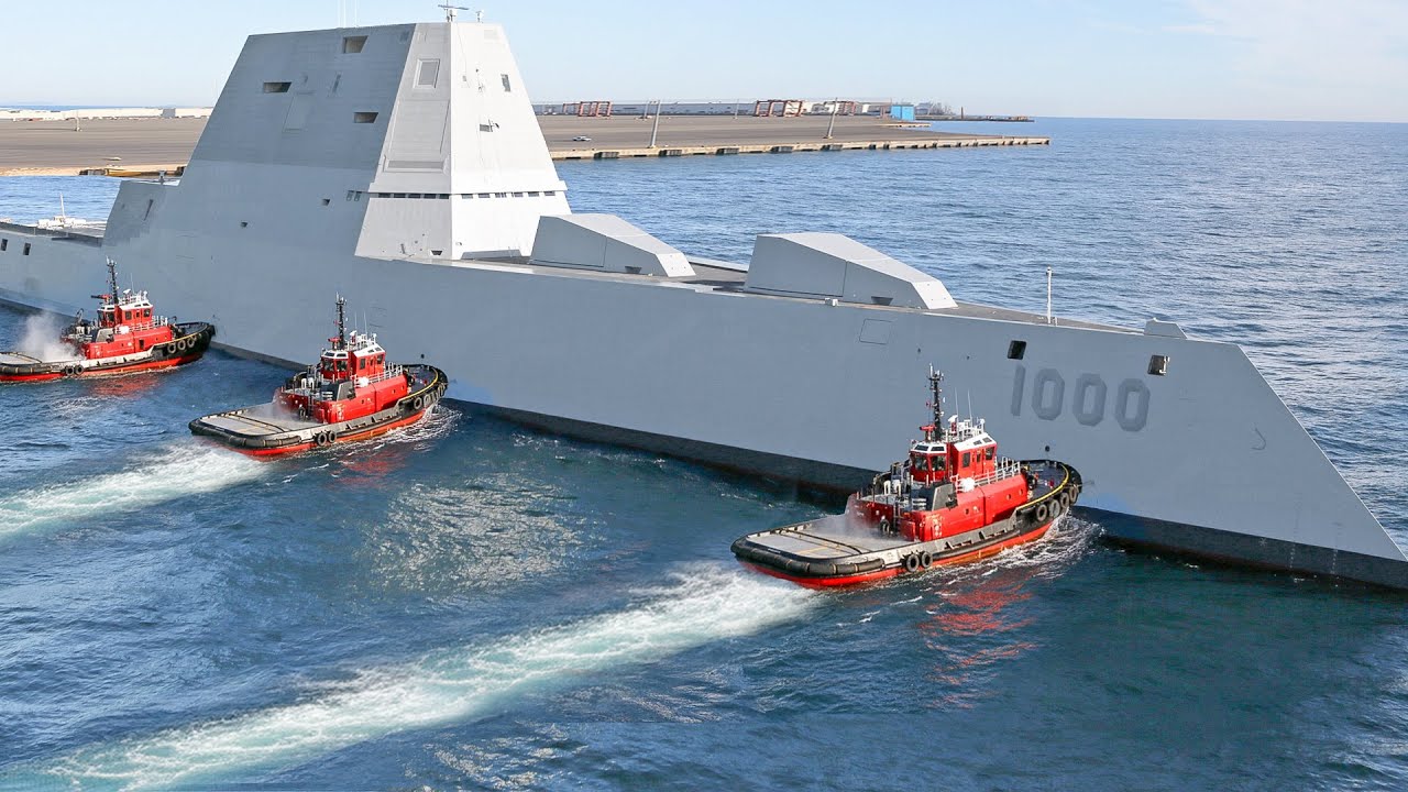 US Navy Launches Its Futuristic $8 Billion Stealth Ship Out of Port