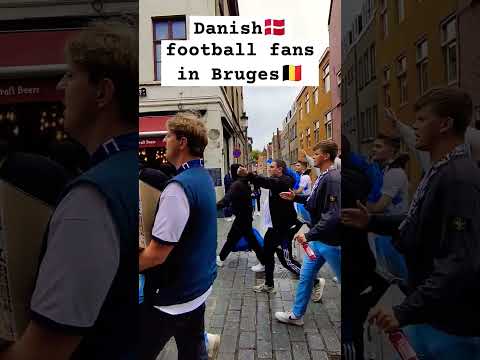 Passionate Danish AGF Aahus football fans in Bruges #agfaahus #bruges #clubbrugge #inbruges #fans