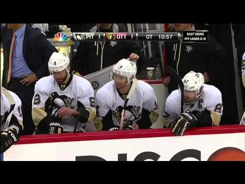 Pascal Dupuis hits post in OT May 19 2013 Pittsburgh Penguins vs Ottawa Senators NHL Hockey