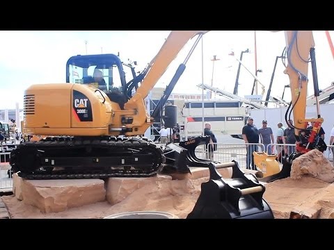 CATERPILLAR 308E EXCAVATOR TILTROTATOR DEMO SHOW CONEXPO LAS VEGAS