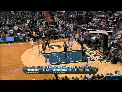 Kevin Love 29pts vs Blazers (03.07.2012)- Baseline Reverse Dunk