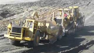 CAT D10N & D10T pushcats double pushing 651B’s up close