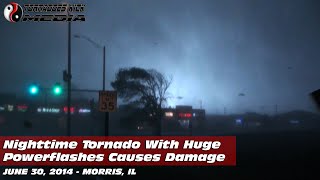 preview picture of video '06/30/2014 Morris, IL - Nighttime Tornado & Damage'