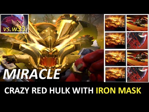 Miracle - Axe | ULTRA RARE Crazy Red Hulk With Iron Mask & Infinite Spin | Dota 2 Pro Gameplay 7.22