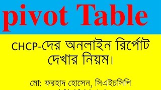 pivot Table থেকে CHCP-দের অনলাইন রির্পোট দেখার নিয়ম।