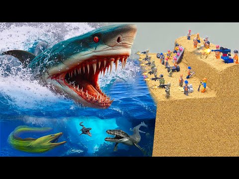 Fantasy LEGO FLOOD Action | Giant Fish Monster Attacks Lego People Causing Tsunamis And Flood