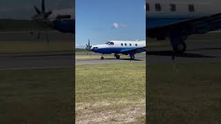 Pilatus PC12 taxiing on runway Alpha after arrival at Cape May Airport