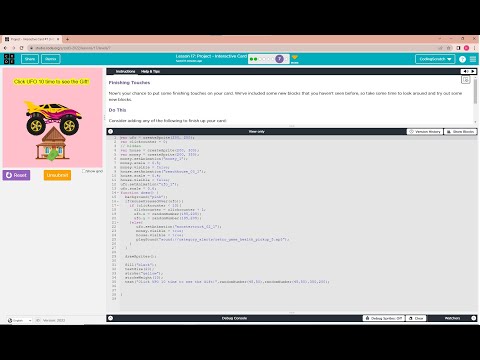 Code.org Lesson 17 Project Interactive Card | Unit 3- Interactive Animations and Games | Full Answer