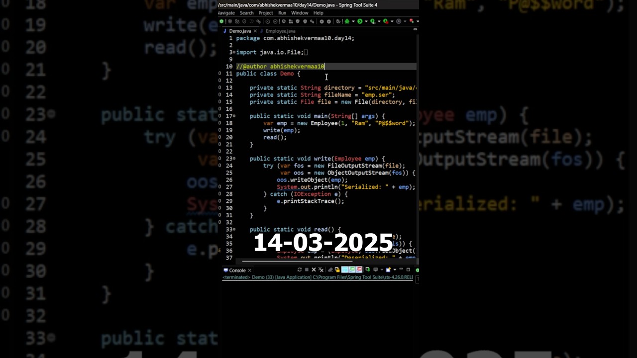 Day-73: What is transient Keyword in Serialization in Java #shorts #java