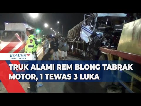 Rem Blong, Truk Tabrak Motor di Flyover Dermoleng Ketanggungan