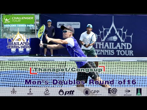THAILAND TENNIS TOUR ATP CHALLENGER 50K ชายคู่ รอบ16 - ธนเพชร ฉันทะ (เสื้อสีขาว)กับ คงทรัพย์ คงคง