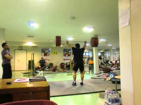 Iran's weightlifter Kianoush Rostami training