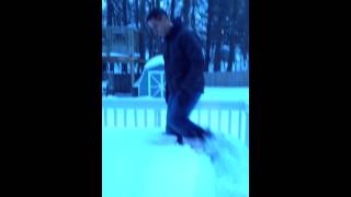 Dr. Mark doing snow burpees!  He owed us!