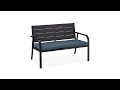 Banc de jardin avec coussin Noir - Gris - Métal - Matière plastique - Textile - 118 x 78 x 66 cm